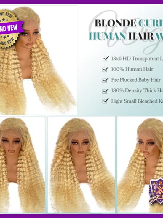 13x6 HD Lace Front Wig Human Hair 180% Density Deep Curly Wave Glueless main image 5